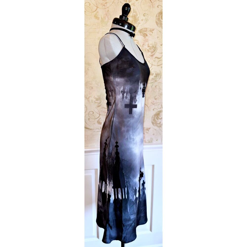 Dolls Kill Widow The Devil Decides Graveyard Midi Cami Dress XS Whimsigoth Punk - Picture 10 of 16